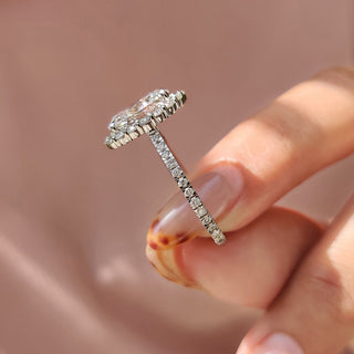 Cushion Hidden Halo Lab Grown Diamond Engagement Ring