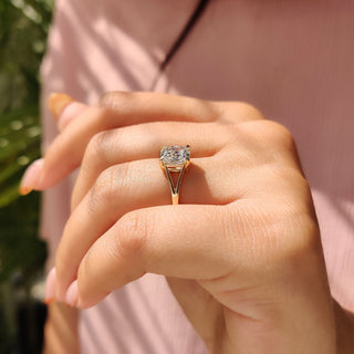Cushion Hidden Halo Lab Grown Diamond Engagement Ring