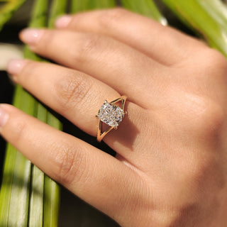 Cushion Hidden Halo Lab Grown Diamond Engagement Ring