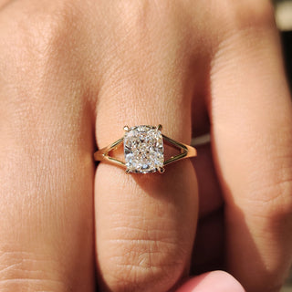 Cushion Hidden Halo Lab Grown Diamond Engagement Ring