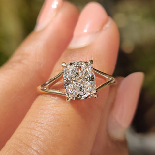 Cushion Hidden Halo Lab Grown Diamond Engagement Ring
