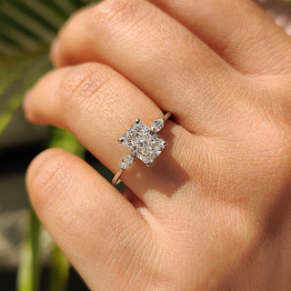 Cushion Hidden Halo Lab Grown Diamond Engagement Ring
