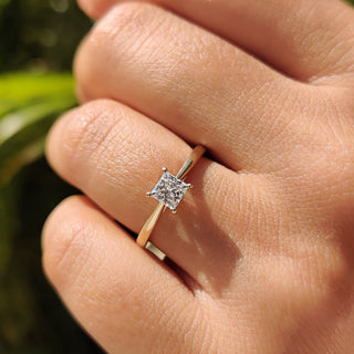 Cushion Hidden Halo Lab Grown Diamond Engagement Ring