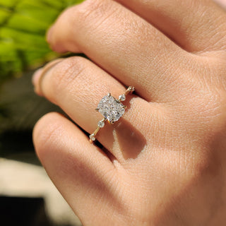 Cushion Hidden Halo Lab Grown Diamond Engagement Ring