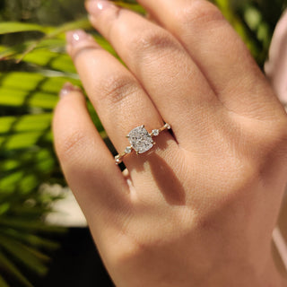 Cushion Hidden Halo Lab Grown Diamond Engagement Ring