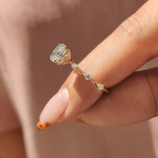 Cushion Hidden Halo Lab Grown Diamond Engagement Ring
