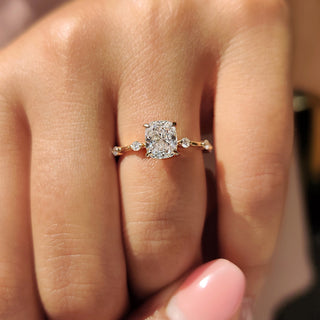 Cushion Hidden Halo Lab Grown Diamond Engagement Ring