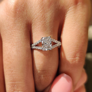 Cushion Hidden Halo Lab Grown Diamond Engagement Ring