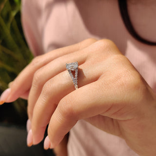 Cushion Hidden Halo Lab Grown Diamond Engagement Ring