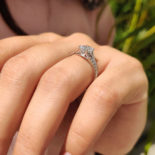 Cushion Hidden Halo Lab Grown Diamond Engagement Ring