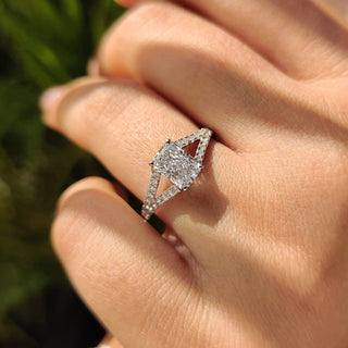 Cushion Hidden Halo Lab Grown Diamond Engagement Ring