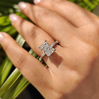 Cushion Hidden Halo Lab Grown Diamond Engagement Ring