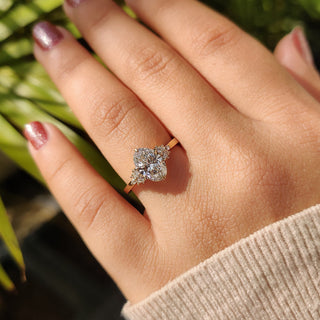 Cushion Hidden Halo Lab Grown Diamond Engagement Ring
