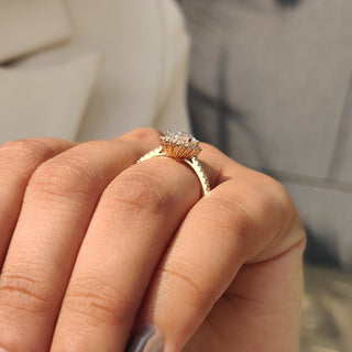 Cushion Hidden Halo Lab Grown Diamond Engagement Ring
