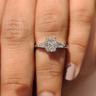 Cushion Hidden Halo Lab Grown Diamond Engagement Ring
