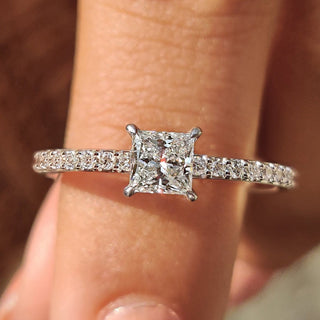 Cushion Hidden Halo Lab Grown Diamond Engagement Ring