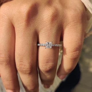 Cushion Hidden Halo Lab Grown Diamond Engagement Ring
