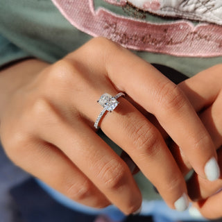 Cushion Hidden Halo Lab Grown Diamond Engagement Ring