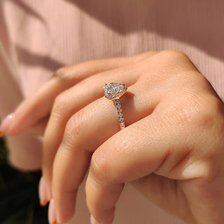 Cushion Hidden Halo Lab Grown Diamond Engagement Ring