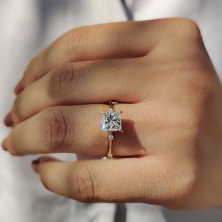 Cushion Hidden Halo Lab Grown Diamond Engagement Ring