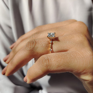 Cushion Hidden Halo Lab Grown Diamond Engagement Ring