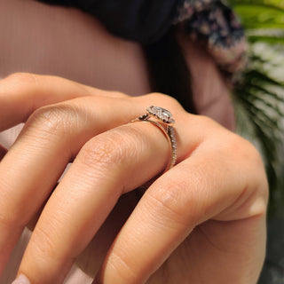 Cushion Hidden Halo Lab Grown Diamond Engagement Ring