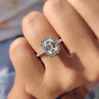 Cushion Hidden Halo Lab Grown Diamond Engagement Ring