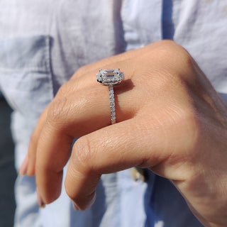 Cushion Hidden Halo Lab Grown Diamond Engagement Ring