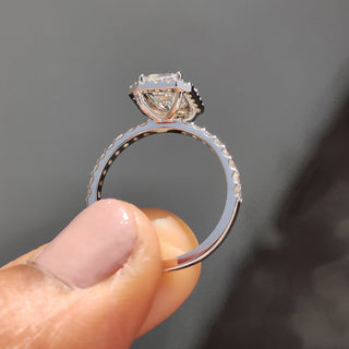 Cushion Hidden Halo Lab Grown Diamond Engagement Ring