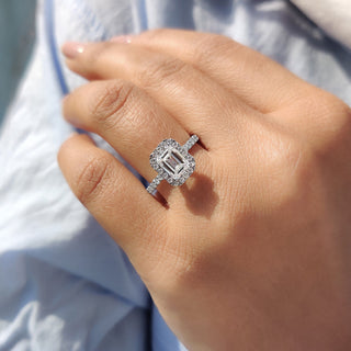 Cushion Hidden Halo Lab Grown Diamond Engagement Ring