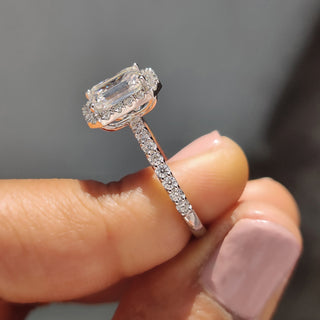 Cushion Hidden Halo Lab Grown Diamond Engagement Ring