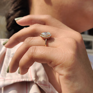 Cushion Hidden Halo Lab Grown Diamond Engagement Ring