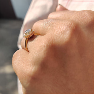 Cushion Hidden Halo Lab Grown Diamond Engagement Ring