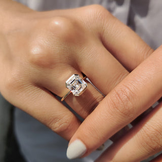 Cushion Hidden Halo Lab Grown Diamond Engagement Ring