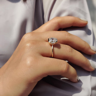 Cushion Hidden Halo Lab Grown Diamond Engagement Ring