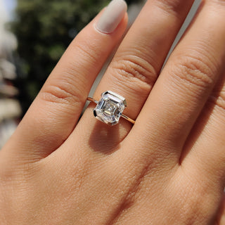 Cushion Hidden Halo Lab Grown Diamond Engagement Ring