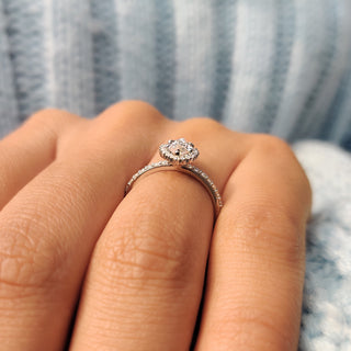 Cushion Hidden Halo Lab Grown Diamond Engagement Ring