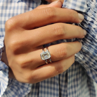 Cushion Hidden Halo Lab Grown Diamond Engagement Ring