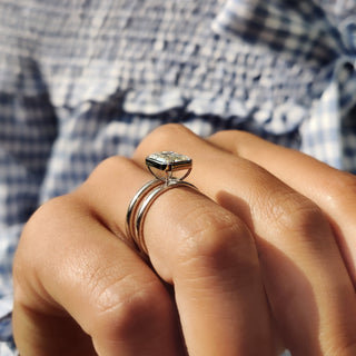 Cushion Hidden Halo Lab Grown Diamond Engagement Ring