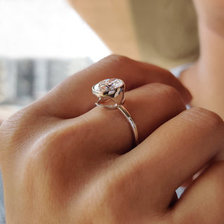 Cushion Hidden Halo Lab Grown Diamond Engagement Ring