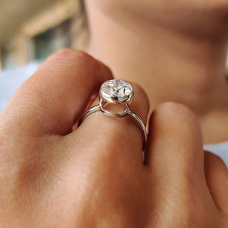 Cushion Hidden Halo Lab Grown Diamond Engagement Ring