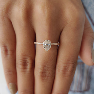 Cushion Hidden Halo Lab Grown Diamond Engagement Ring