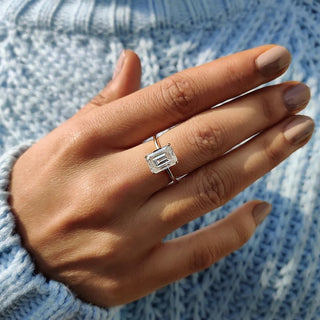 Cushion Hidden Halo Lab Grown Diamond Engagement Ring