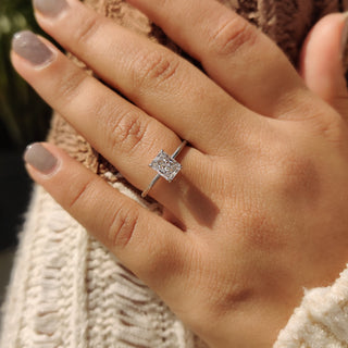 Cushion Hidden Halo Lab Grown Diamond Engagement Ring