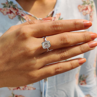 Cushion Hidden Halo Lab Grown Diamond Engagement Ring