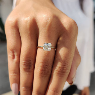 Cushion Hidden Halo Lab Grown Diamond Engagement Ring