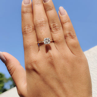 Cushion Hidden Halo Lab Grown Diamond Engagement Ring