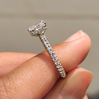 Cushion Hidden Halo Lab Grown Diamond Engagement Ring