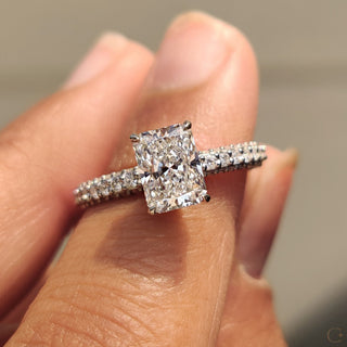 Cushion Hidden Halo Lab Grown Diamond Engagement Ring