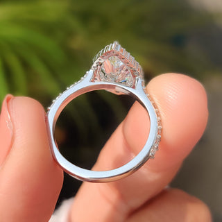 Cushion Hidden Halo Lab Grown Diamond Engagement Ring